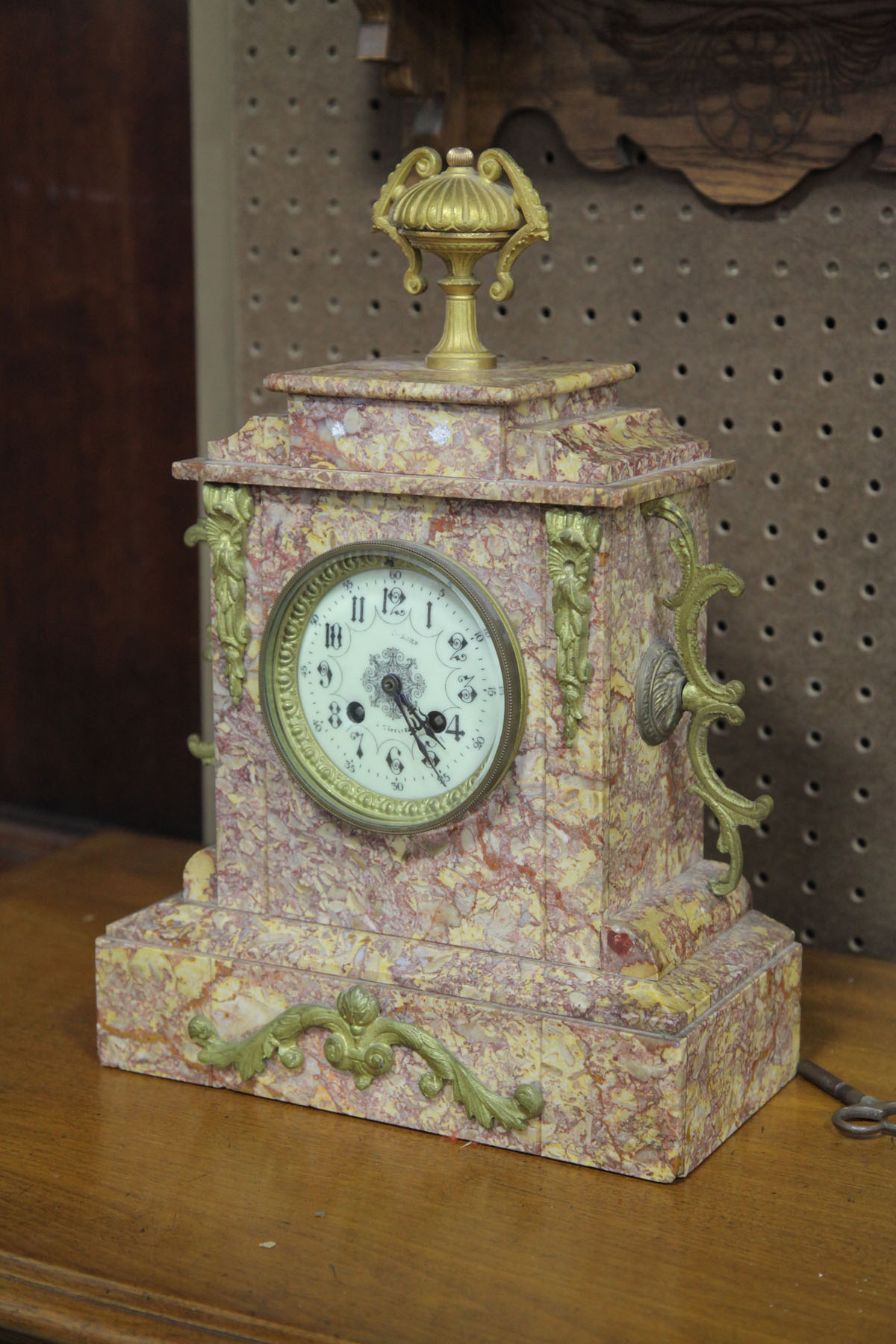 Appraisal: MARBLE MANTLE CLOCK France th century Eight day time strike