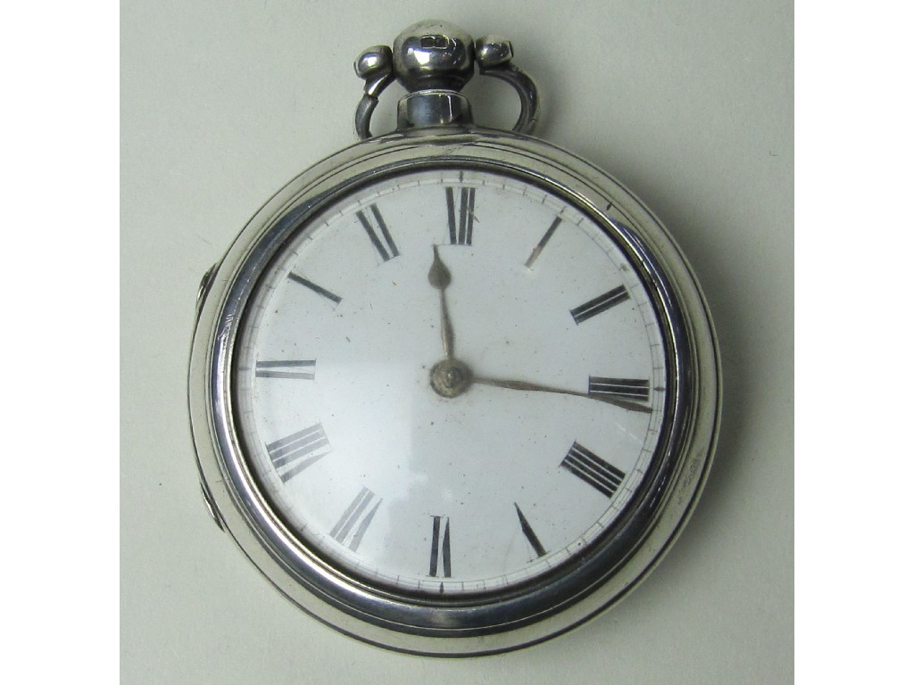 Appraisal: Silver pair cased verge pocket watch