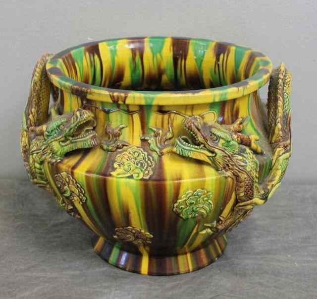 Appraisal: Majolica Dragon Form Planter From a Manhattan NY estate Dimensions