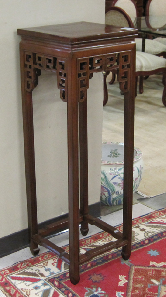 Appraisal: ROSEWOOD PEDESTAL TABLE Chinese th century the square panel top