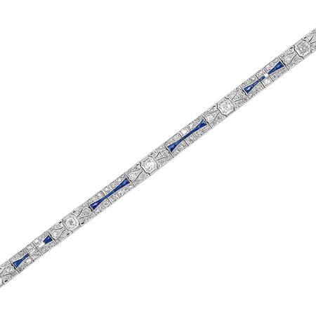 Appraisal: Diamond and Synthetic Sapphire Bracelet Estimate -