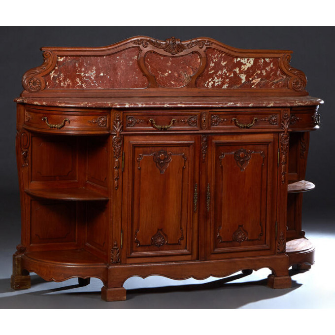 Appraisal: French Louis XV Style Carved Walnut Marble Top Sideboard th