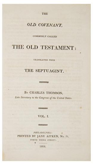 Appraisal: THOMSON Charles translator The Holy Bible containing the Old and