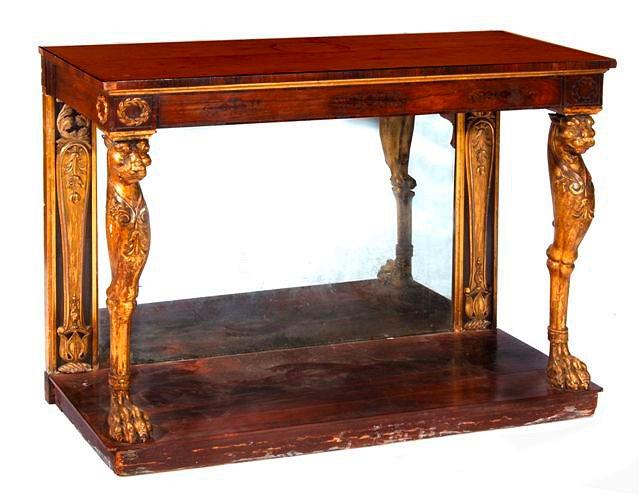 Appraisal: A REGENCY ROSEWOOD CONSOLE OR PIER TABLE with rectangular top