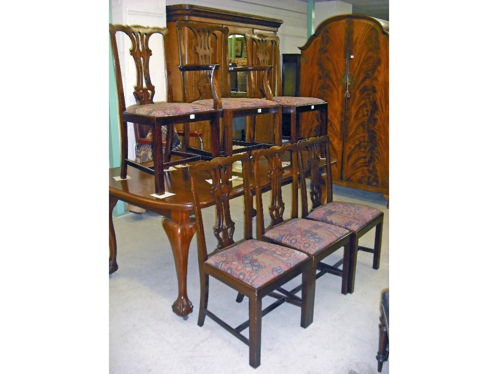 Appraisal: Set of six Georgian style mahogany dining chairs with pierced