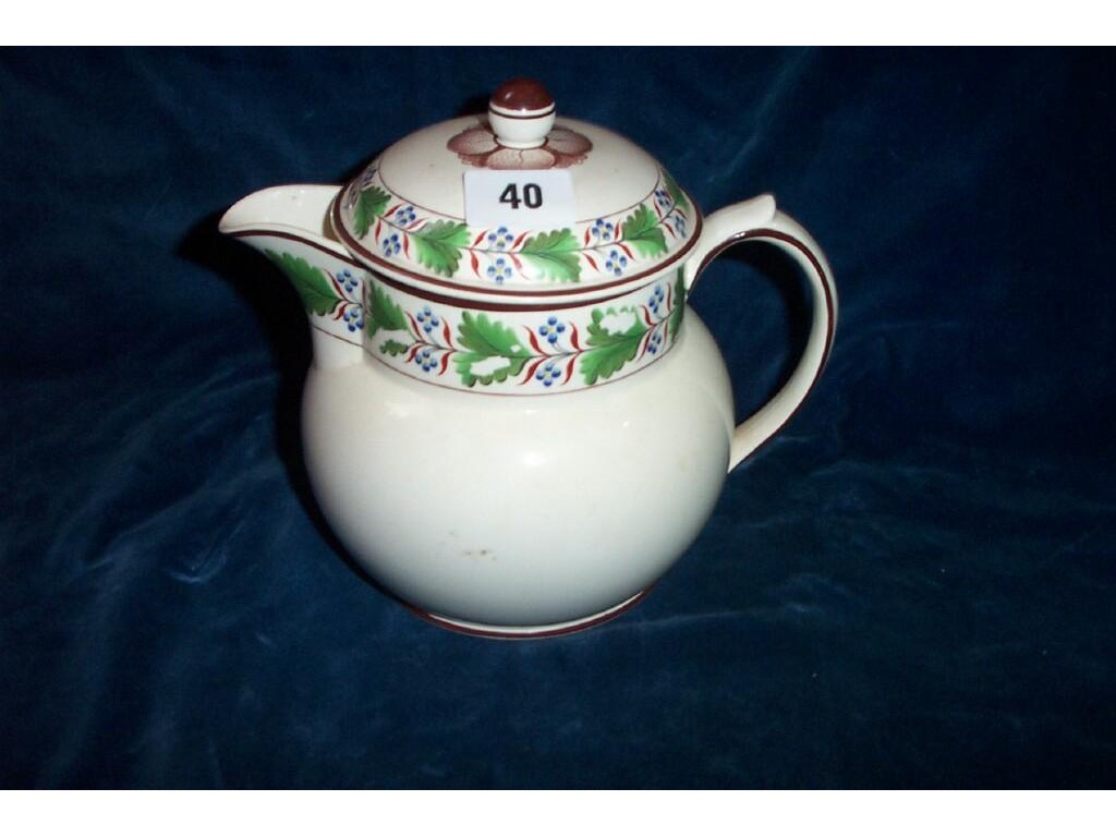 Appraisal: A late th century Queens ware type Creamware jug and