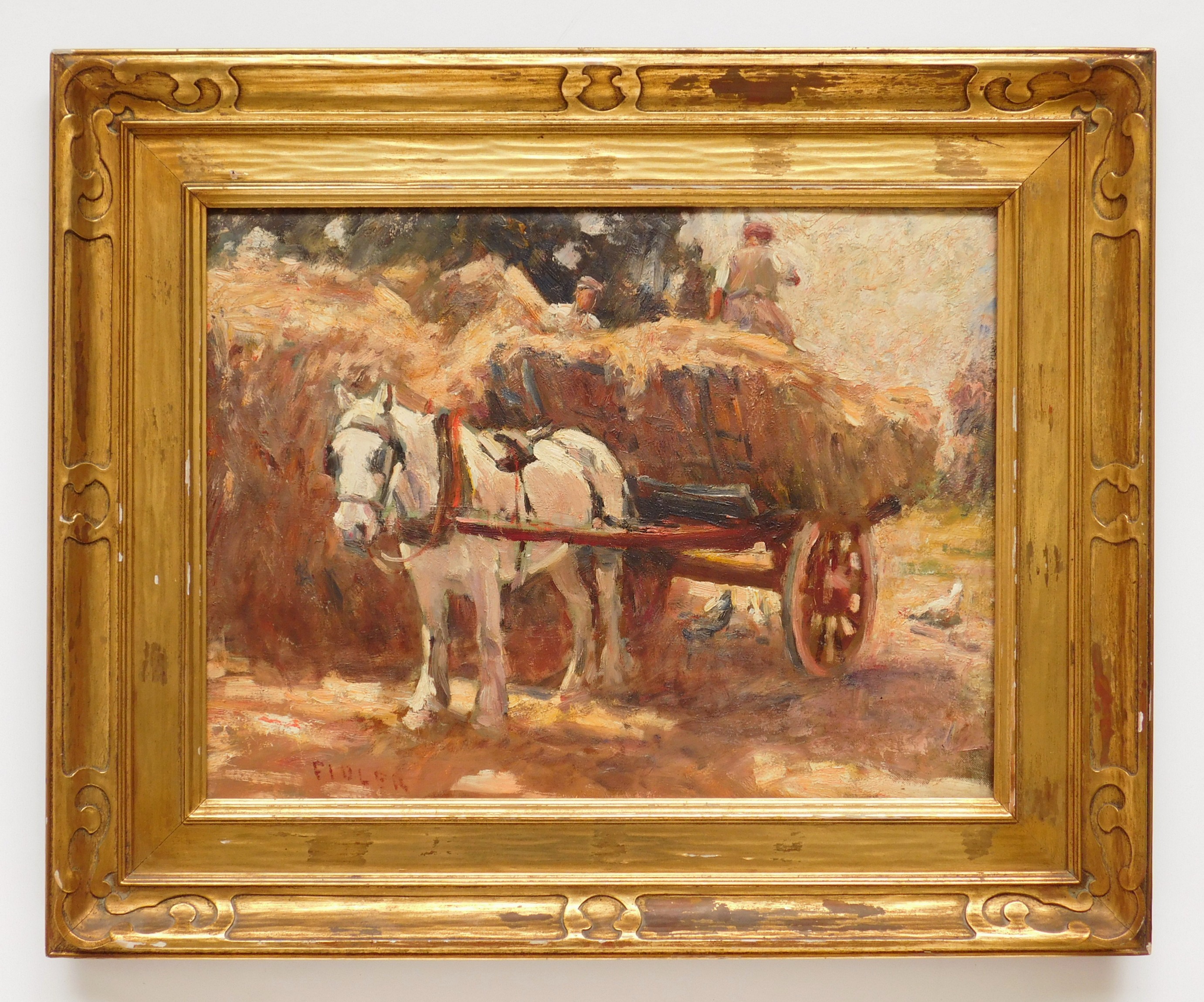 Appraisal: Harry Fidler British - Horse and Cart- oil on canvas