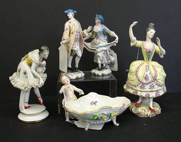 Appraisal: An assembled grouping of porcelain th th century Comprising French