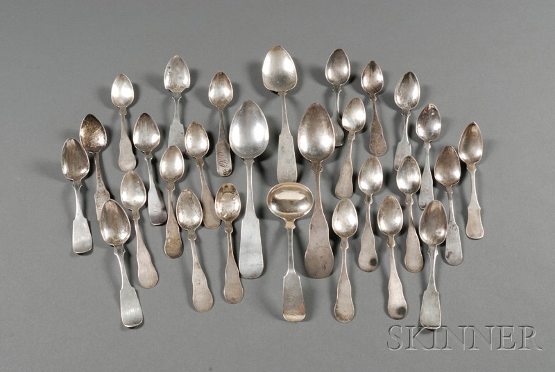 Appraisal: Twenty-eight Assorted Coin Silver Spoons America early to mid- th