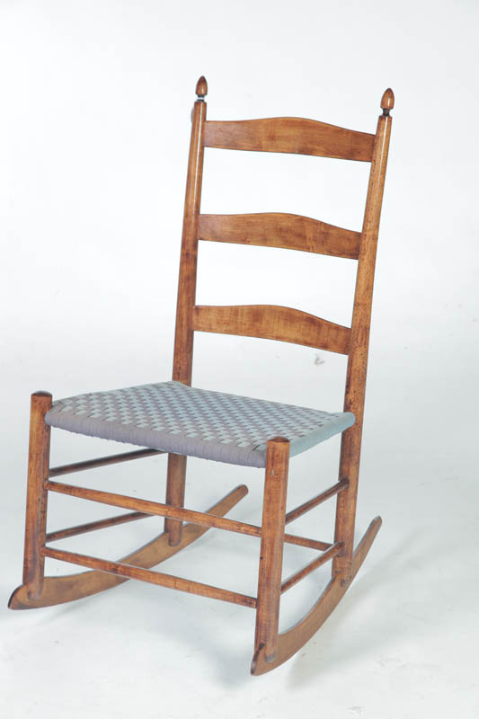 Appraisal: SHAKER LADDERBACK ROCKER American late th century maple Mt Lebanon