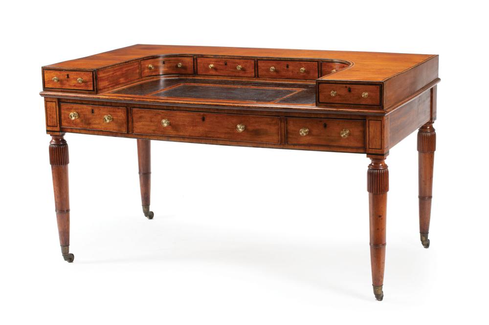 Appraisal: Regency Parcel Ebonized Mahogany Carlton House Desk early-to-mid th c