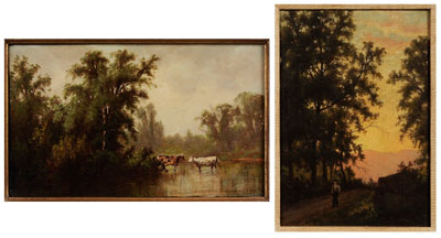 Appraisal: Robert Lorraine Pyne New York - Two landscapes Cows in