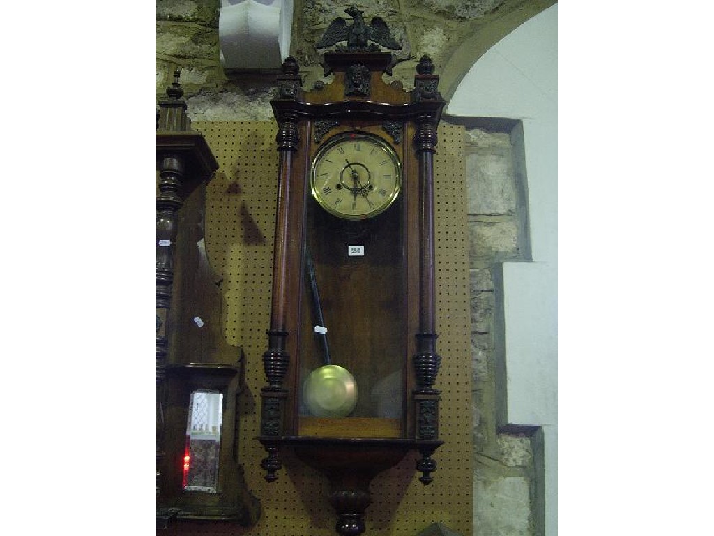 Appraisal: A th century wall clock with walnut case and split