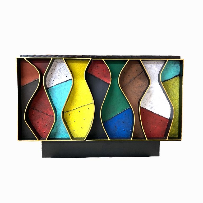 Appraisal: Paul Evans Style Wavy Front Cabinet Paul Evans Style Wavy