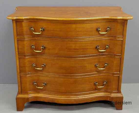 Appraisal: Kittinger Chippendale cherry serpentine front chest of drawers with a