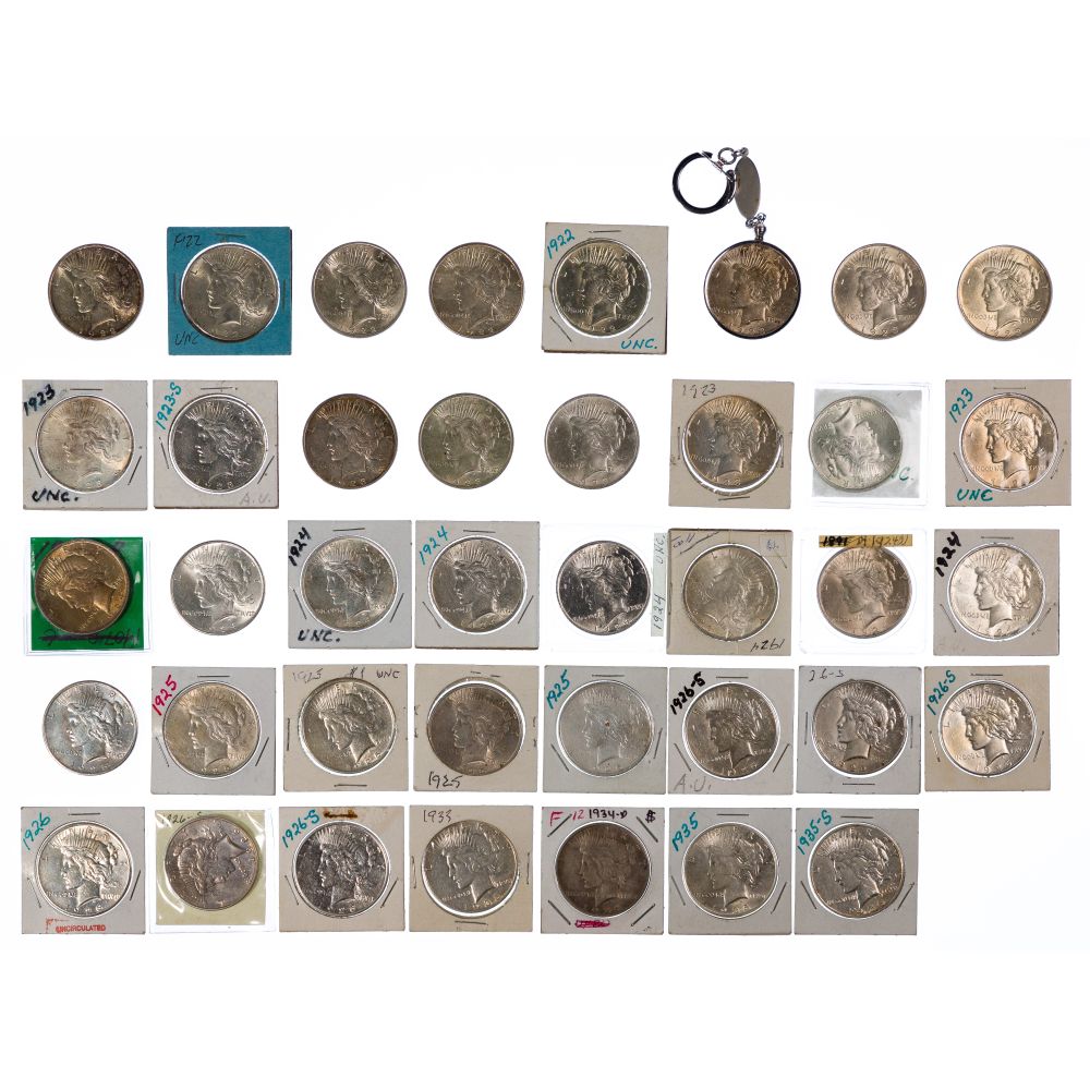 Appraisal: PEACE ASSORTMENT coins -D -S -S -D -S -S -D