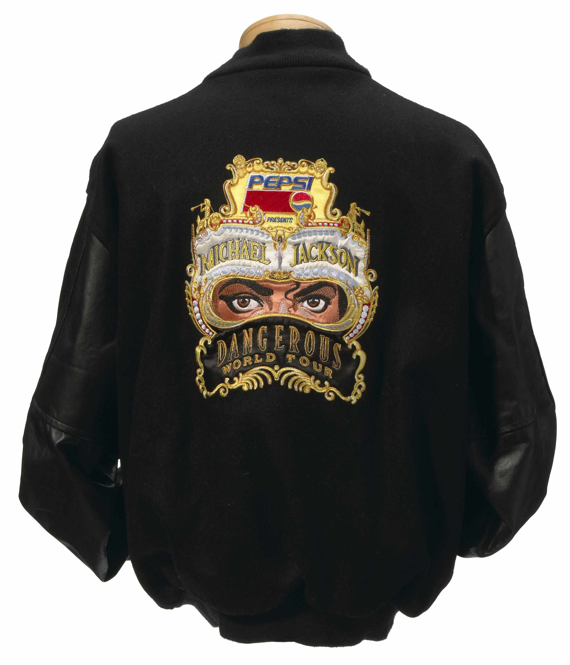 Appraisal: Michael Jackson Dangerous tour jacket Black wool with black leather