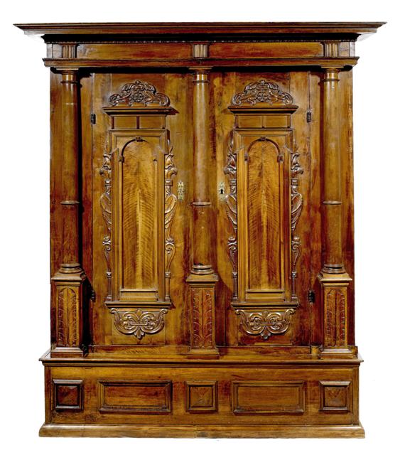 Appraisal: A CUPBOARD Baroque Switzerland Gruy res Carved walnut Iron lock