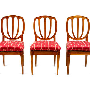 Appraisal: Three French Fruitwood Side Chairs Height x width x depth