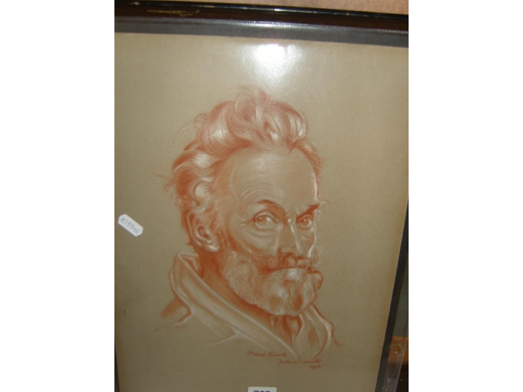 Appraisal: An unframed early th century pastel portrait of a bearded