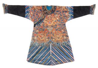 Appraisal: A Chinese Embroidered Silk Dragon Robe Jifu A Chinese Embroidered