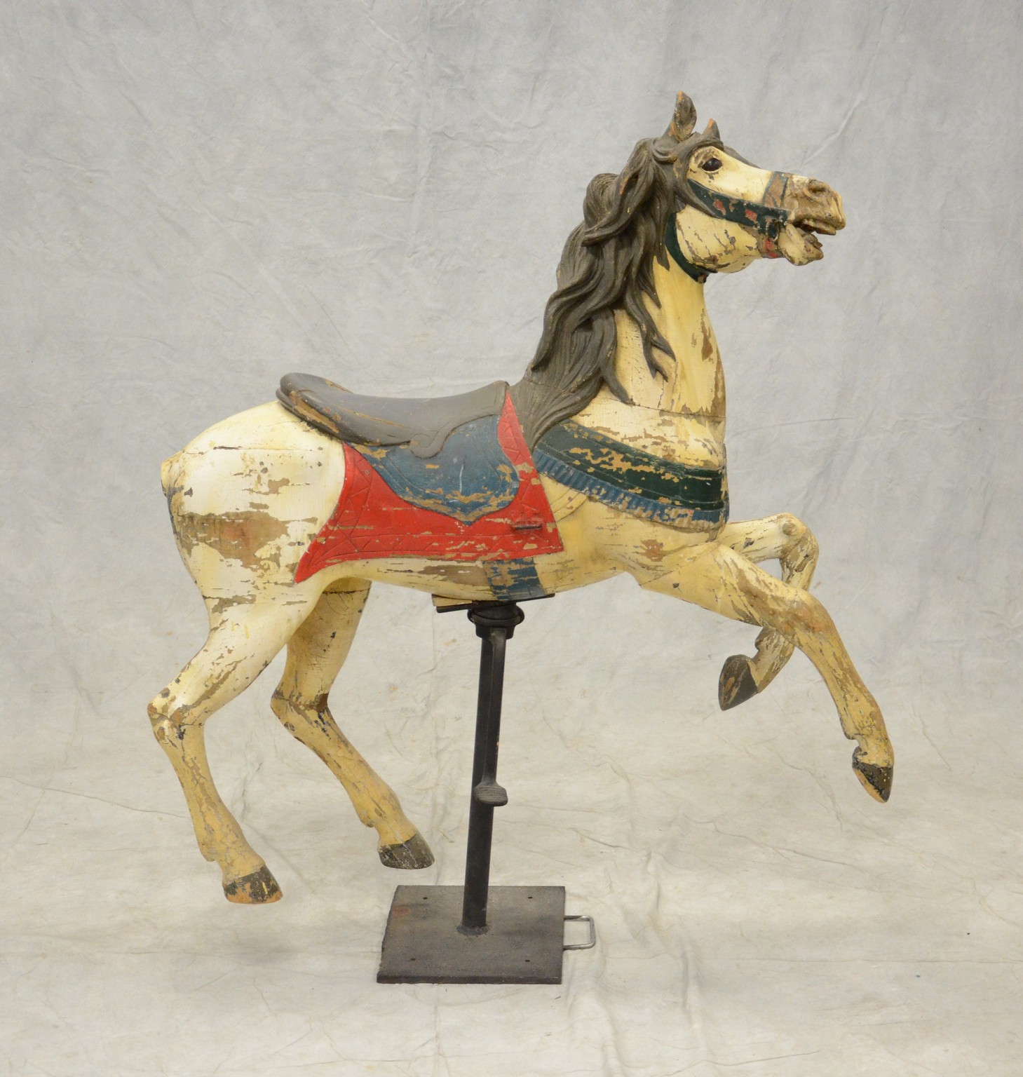 Appraisal: Carved and painted wood carousel horse likely a Dentzel prancer