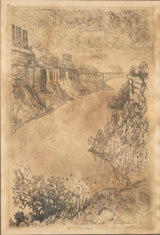 Appraisal: Joseph Pennell etching Niagara Signed titled and dated in the