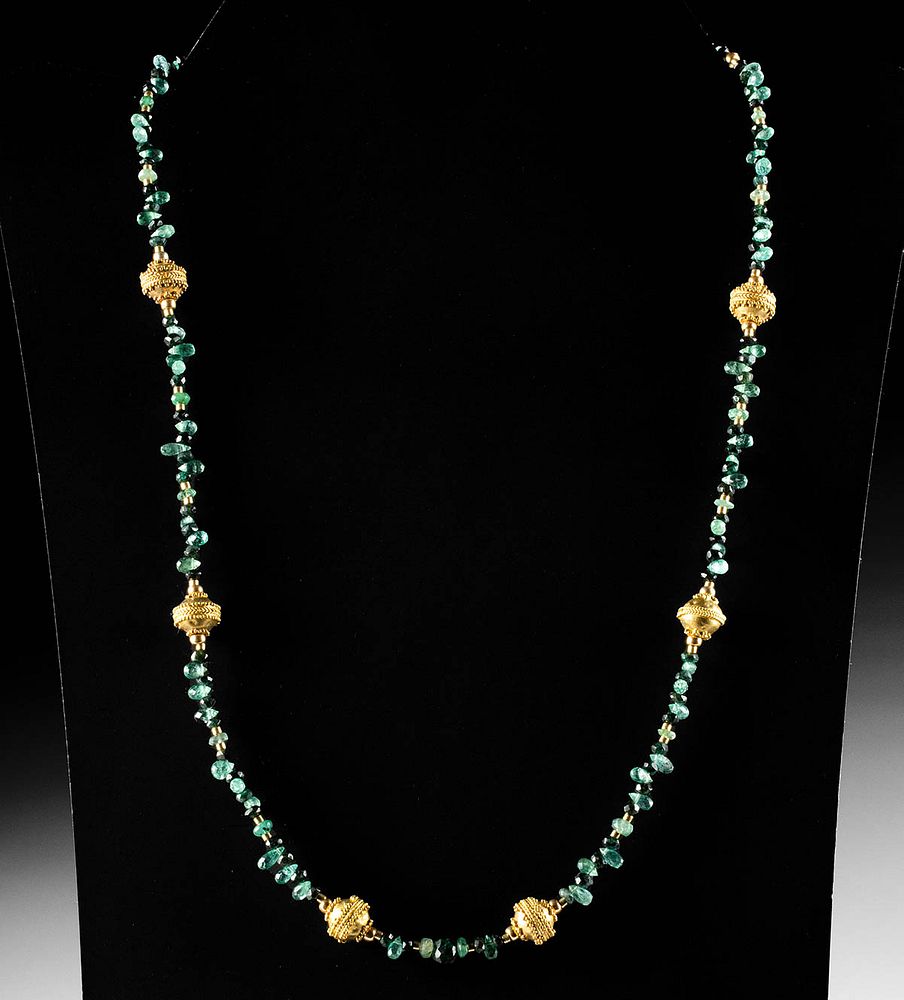 Appraisal: Wearable th C Indian Mughal Gold Emerald Necklace First Time