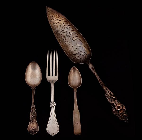 Appraisal: A group of coin and sterling flatware Comprising coin set