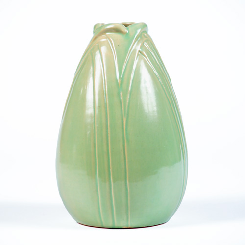 Appraisal: NEWCOMB COLLEGE Art Deco ovoid vase with stacked leaves covered