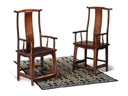 Appraisal: Pair of Chinese tielimu yoke back chairs qing dynasty th