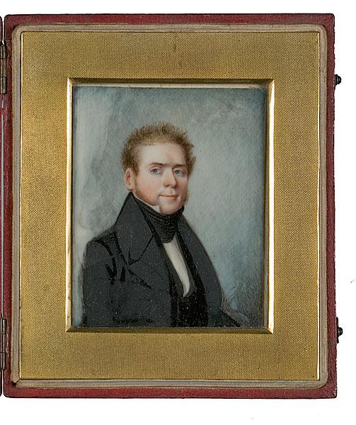 Appraisal: MINIATURE WATERCOLOR ON IVORY OF A GENTLEMAN American or English