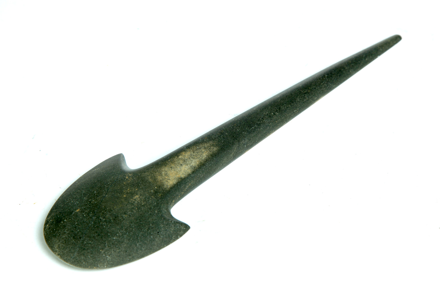 Appraisal: STONE CEREMONIAL RELIC Possibly a Mississippian slate spud Rattail handle