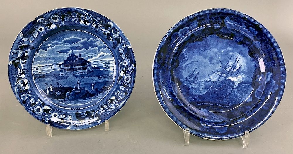 Appraisal: Two Historical Blue Staffordshire Plates Two historical blue Staffordshire plates