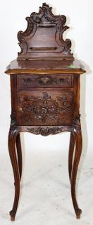 Appraisal: French Louis XV chevet in walnut with marble top and