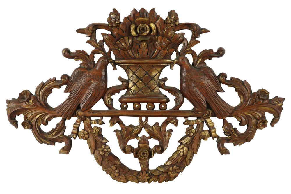 Appraisal: PARCEL GILT CARVED SPANISH OVERDOORstamped 'Chapman-Made in Spain' verso Condition