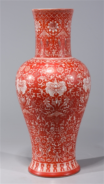 Appraisal: Chinese red and white porcelain vase with allover floral designs