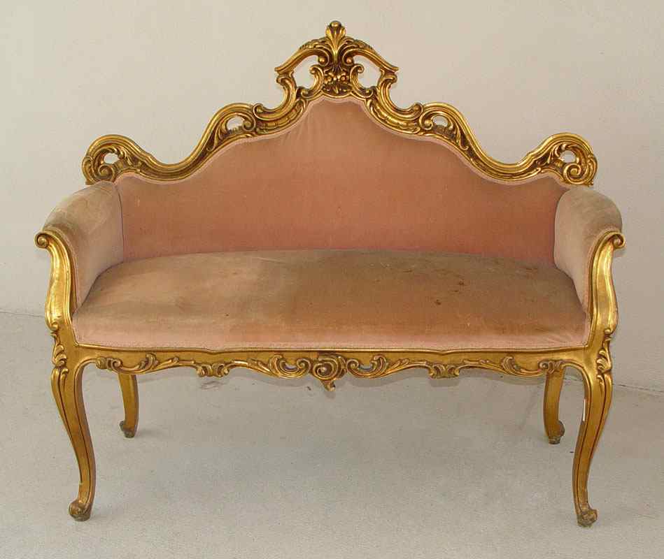 Appraisal: FRENCH GILT WOOD CANAPE SETTEE Louie XVI style Scrolling top