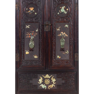 Appraisal: A Chinese Export Hardstone Inlaid Cabinet th Century Height x