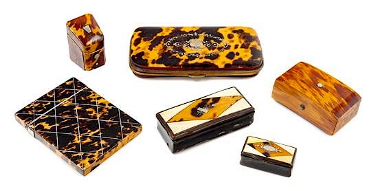 Appraisal: Six Victorian Tortoise Shell Articles Width of largest inches Six