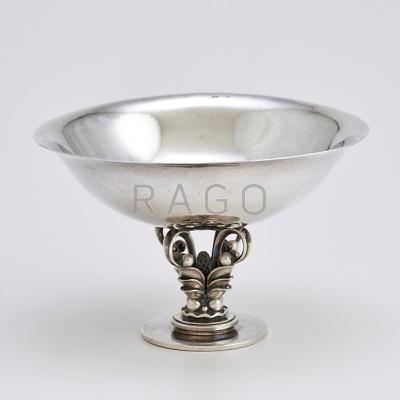 Appraisal: RARE GEORG JENSEN STERLING BOWL Quatrefoil leaf ball and loop