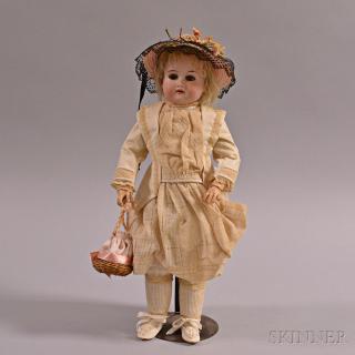 Appraisal: Armand Marseille Bisque Shoulder Head Doll with sleepy eyes and