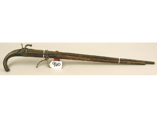 Appraisal: Early middle eastern match lock rifle th century style with