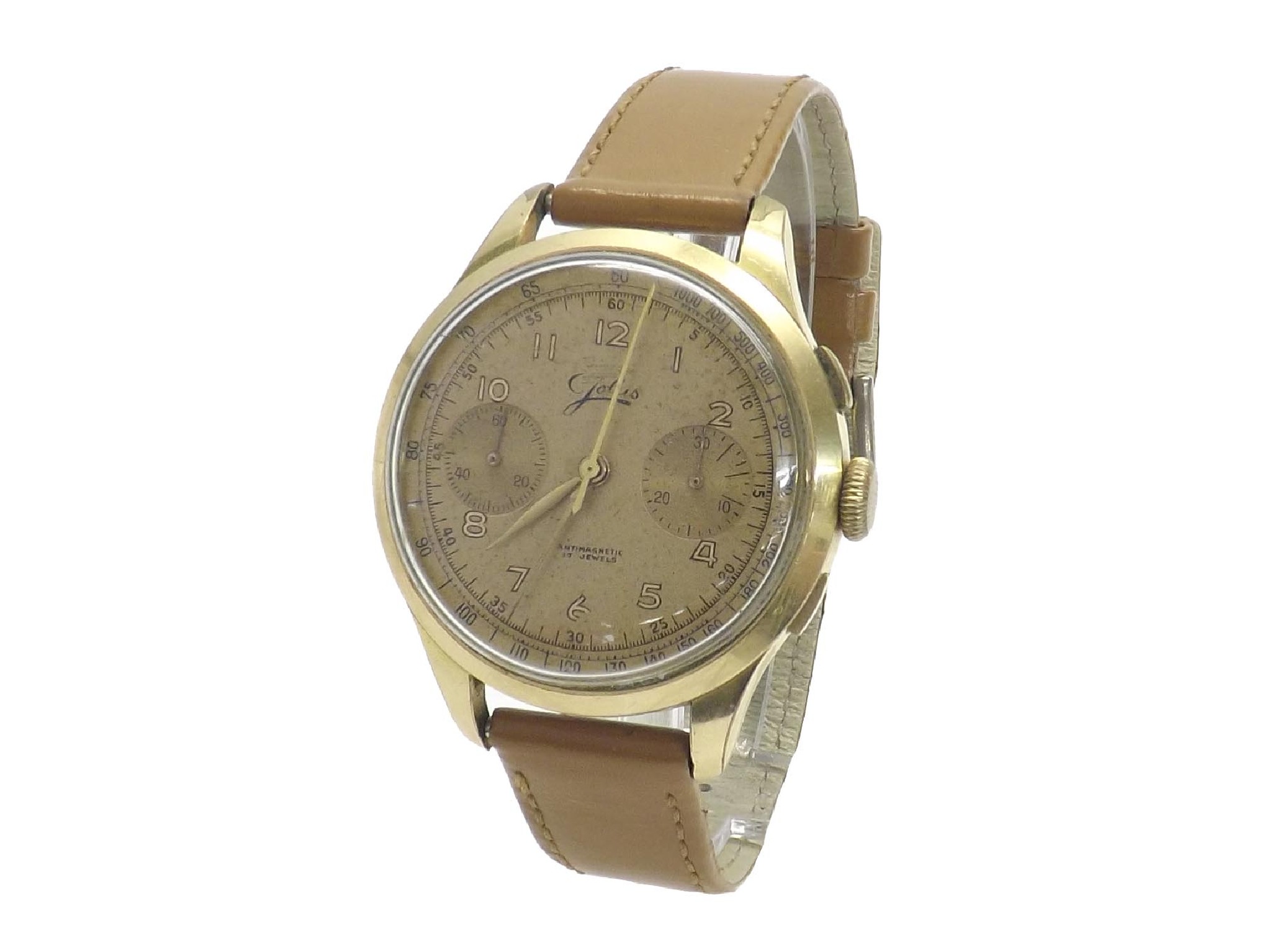 Appraisal: Jolus Swiss gold plated chronograph gentleman's wristwatch the gilded dial