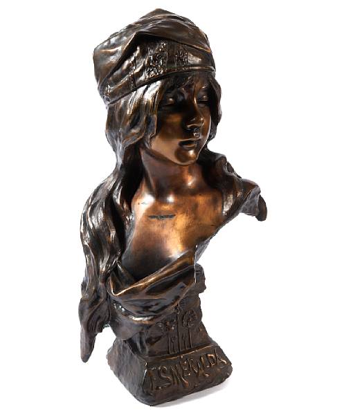 Appraisal: A patinated metal bust of Esmerelda height in