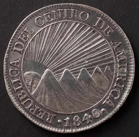 Appraisal: Central American Republic silver reales '' '' punched over ''