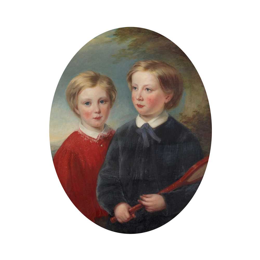 Appraisal: SAMUEL WEST BRITISH - PORTRAIT OF TWO BOYS ONE HOLDING