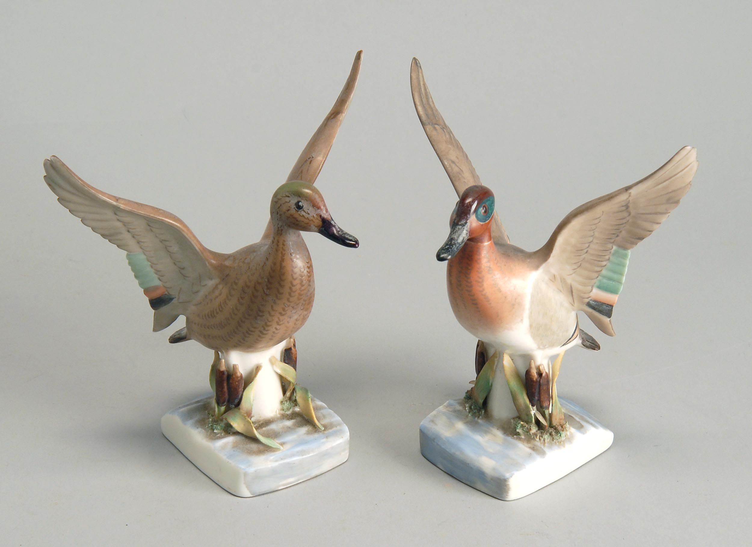 Appraisal: PAIR OF BOEHM PORCELAIN GREEN-WINGED TEALS Hen and drake coming