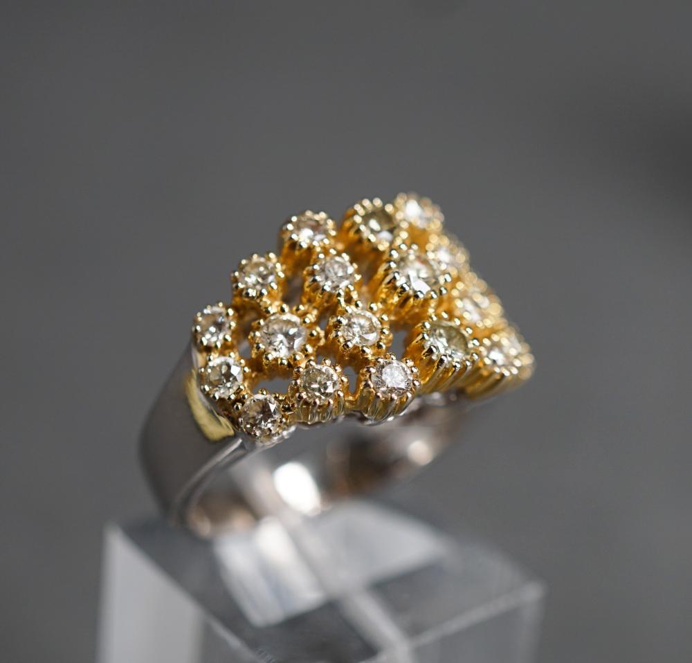 Appraisal: MODERN -KARAT YELLOW-WHITE GOLD AND DIAMOND RING GROSS DWT SIZE