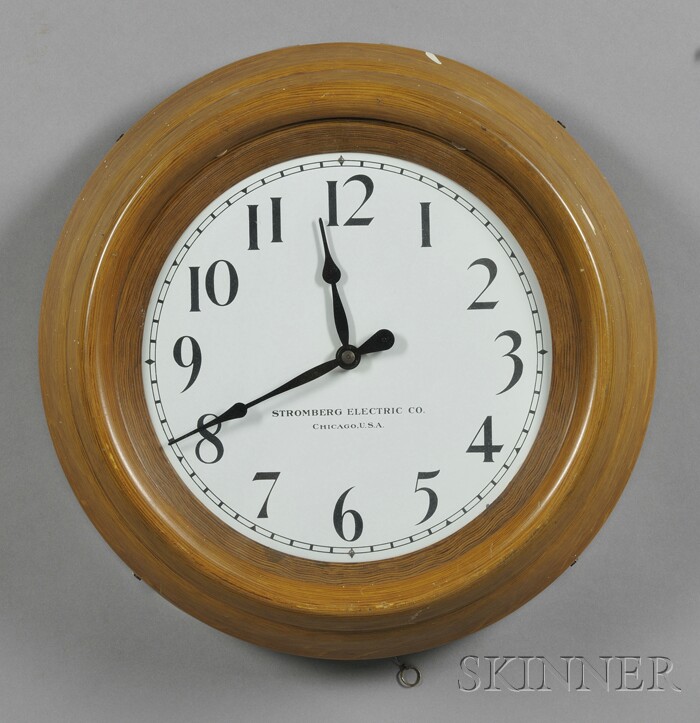 Appraisal: Stromberg Electric Model Oak Master Clock with cornice top in